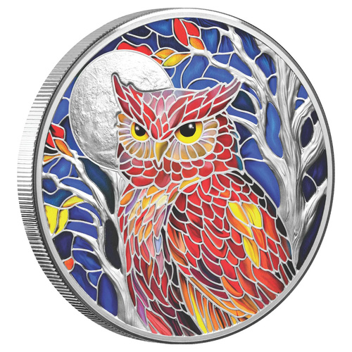 Niue 2026 $5 Nature's Window Majestic Owl Colour 2oz Silver Proof Coin