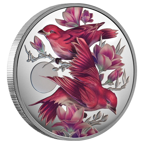 Niue 2026 $1 Birds of Beauty Purple Finch & Magnolias 1oz Silver Proof Coin