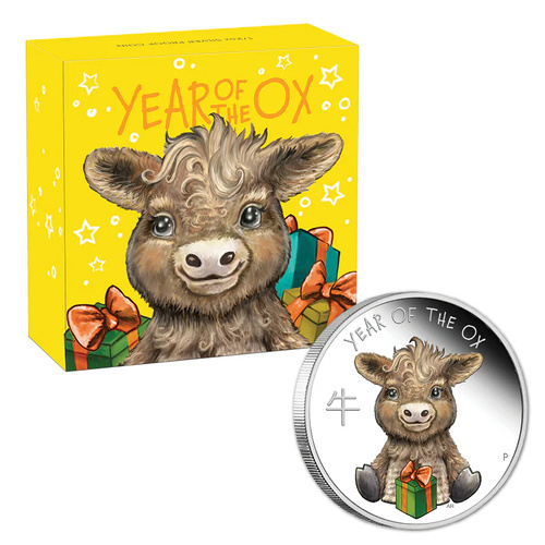 Tuvalu 2021 50c Baby Ox Lunar New Year 1/2oz Fine Silver Proof Coin