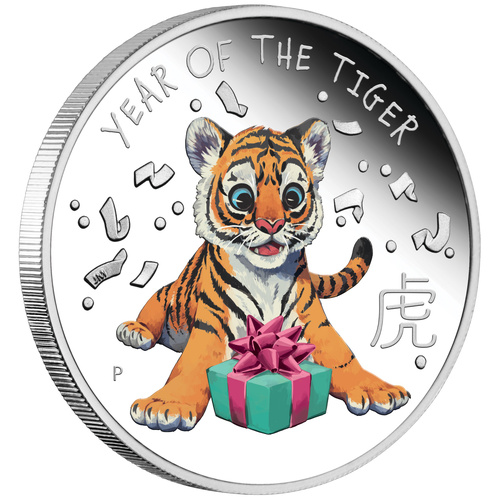 Tuvalu 2022 50c Year of The Tiger Baby 1/2oz Fine Silver Proof Coin