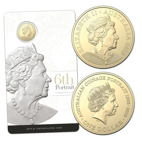 Australia 2019 QEII 6th Portrait - A New Effigy Era $1 UNC Coin in Card