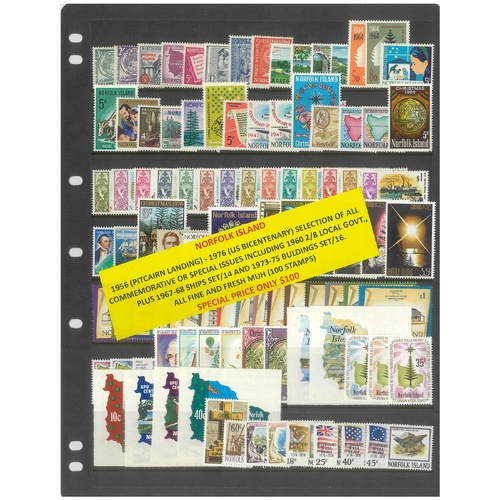 Norfolk Island 1956-76 Selection of All Commemorative Issues 100 Stamps MUH #404