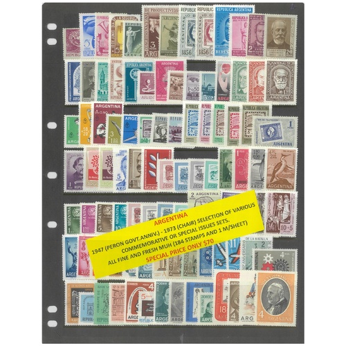 Argentina 1947-73 Selection of Commemorative Sets 184 Stamps & 1 Mini Sheet MUH #449