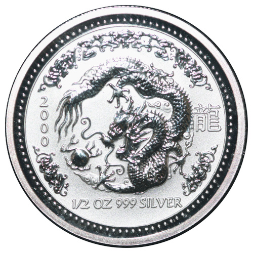 Australia 2000 Year of The Dragon 50c 1/2oz Silver Coin in Capsule