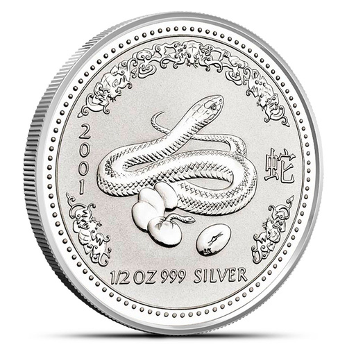 Australia 2001 Year of The Snake 50c 1/2oz Silver Coin in Capsule