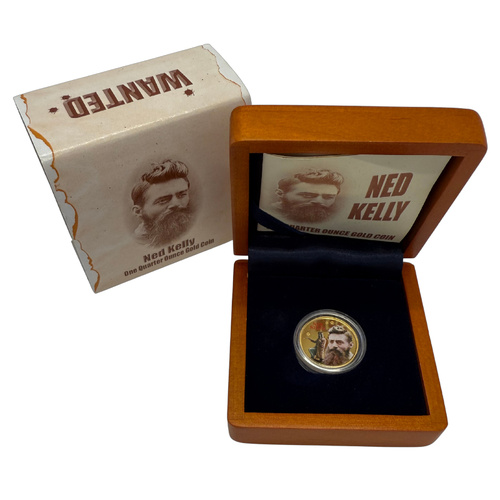 Cook Islands 2004 $25 Ned Kelly Coloured 1/4oz Fine Gold Proof Coin