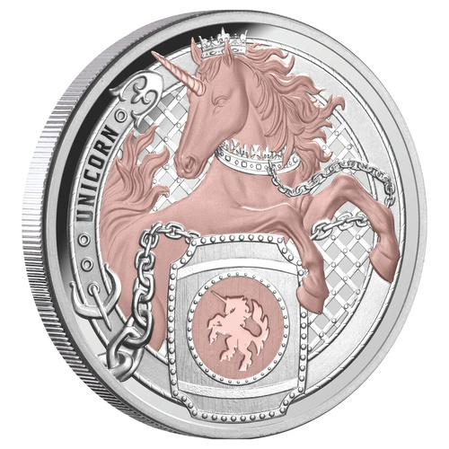 Niue 2026 Heraldic Beasts $1 Unicorn Rose Gold-plated 1oz Silver Proof Coin