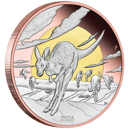 Wonders of Australia - The Outback Kangaroo 2026 5oz Silver Proof Double-Gilded Coin