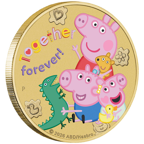 Tuvalu 2026 Peppa Pig - Together Forever $1 Collector Coin in Card