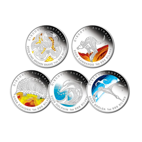 Australia 2009 Discover Australia 5 Coin 1oz Silver Proof Set
