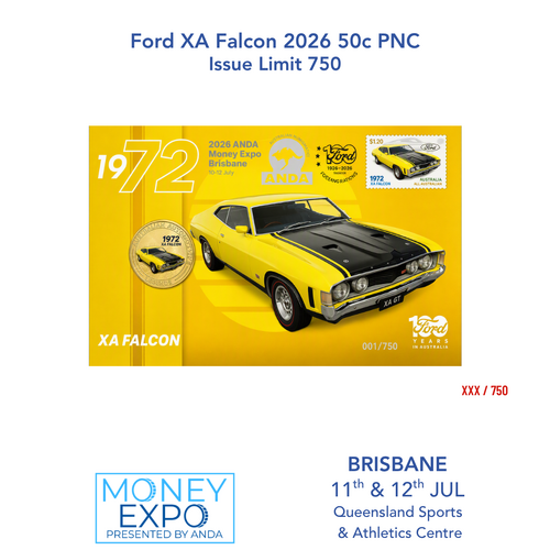 Australia 2026 ANDA Brisbane Ford XA Falcon 50c Coin PNC - Only 750 Issued