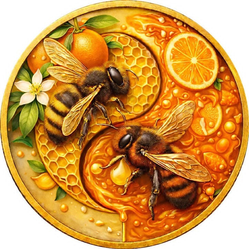 2026 Honey Bee Orange Blossom 1oz Copper Medal - Antiqued and Coloured