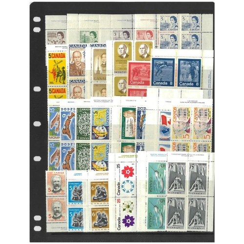 Canada 1967-74 Selection of 25 Different Imprint Blocks of 4 Stamps MUH 9-9