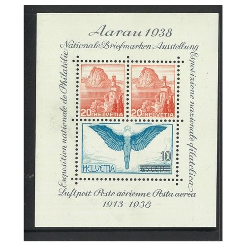 Switzerland 1938 "AARAU" Stamp Exhibition Mini Sheet Scott 242 (Mi.Blk4) MUH 8-3