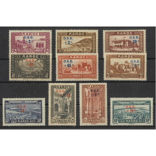 French Morocco 1938 O.S.E. overprint Charity Set/10 Stamps MUH 8-7