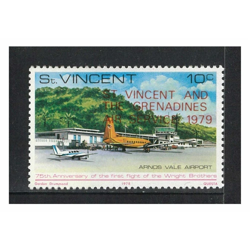 St. Vincent 1979 Opening of Air Service Opt Stamp W/ WMK Variety SG802w MUH 8-10