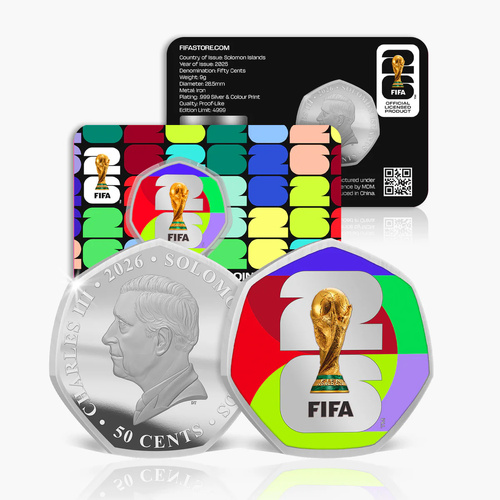 Solomon Islands 2026 The Official FIFA World Cup 50c BU Coin in Card