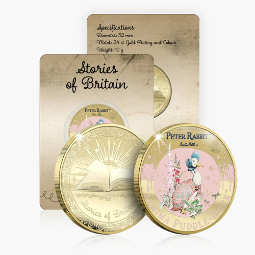 Stories of Britain Beatrix Potter Jemima Puddle Duck Gold Plated Commemorative Medal