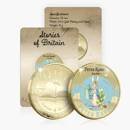 Stories of Britain Beatrix Potter Peter Rabbit Gold Plated Commemorative Medal