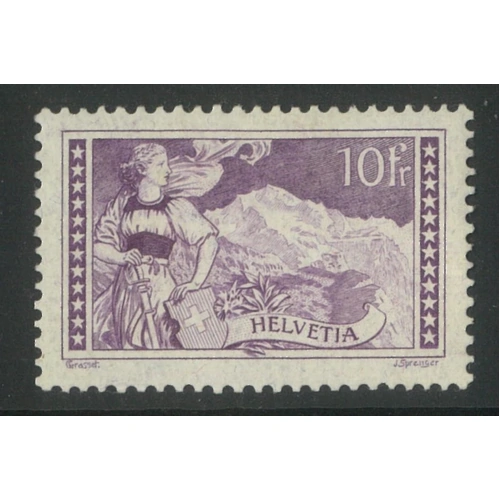 Switzerland 1914 10f Single Stamp the Jungfrau Violet Scott 184 MLH 6-3