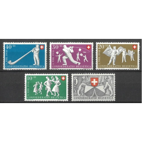 Switzerland 1951 Red Cross Set of 5 Stamps Scott B201/5 MUH 6-3