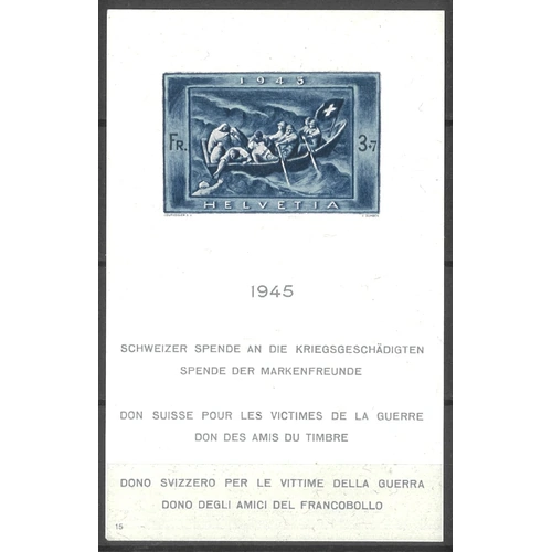 Switzerland 1945 Lifeboat Rescue War Victims Mini Sheet Scott B143 MUH 6-3