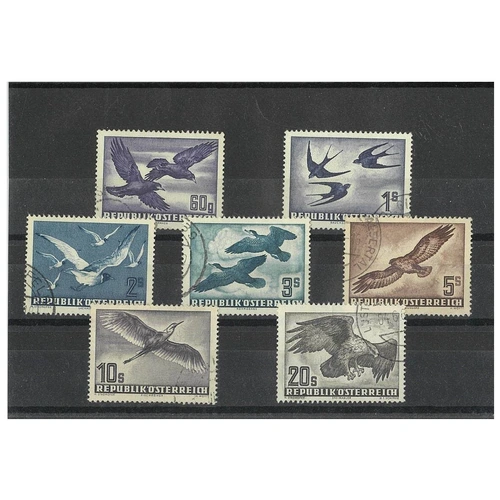 Austria 1950-53 Birds Airmail set of 7 Stamps to 20s Scott C54/60 FU 6-4
