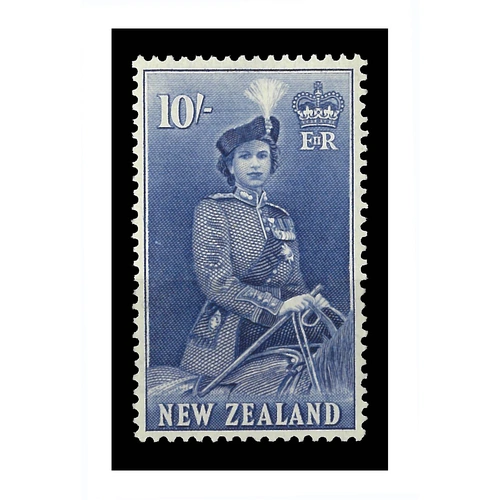 New Zealand 1954 Queen Elizabeth QEII 10/- Ultramarine Stamp SG736 Fresh MUH 6-13