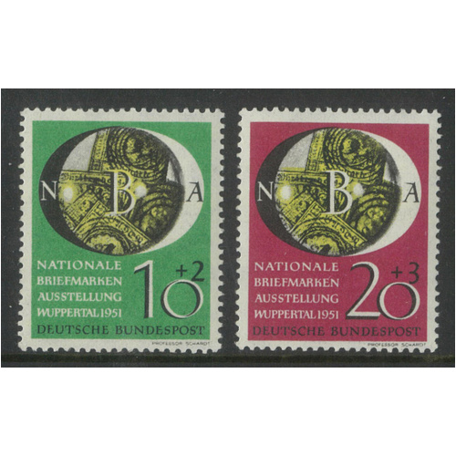 Germany West 1951 Philatelic Expo Set of 2 Stamps Scott B318/19 MUH 6-13