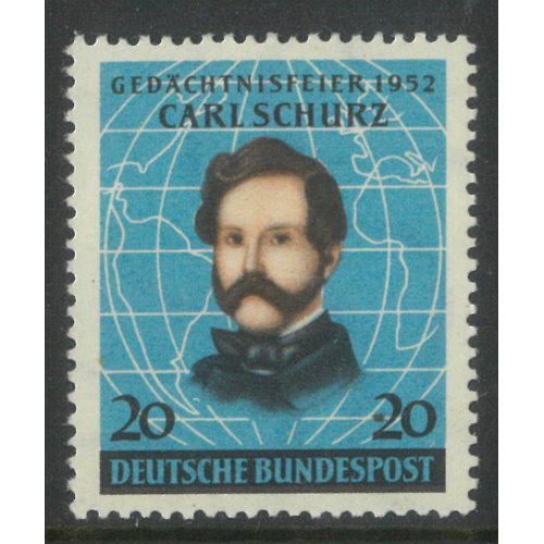 Germany West 1952 20pf Carl Schutz single stamp Scott 691 Mi.155 MUH 6-13
