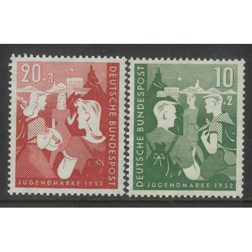 Germany West 1952 Youth Hostels Set/2 Stamps Scott B325/26 MUH 6-13