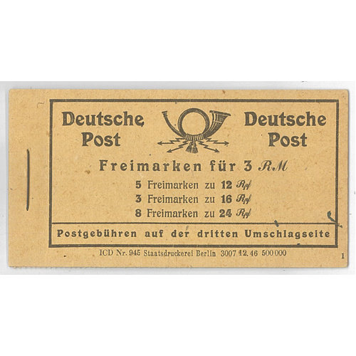 Germany Allied Occupation 1947 3rm Numerals Booklet Michel MH50 MUH 6-16