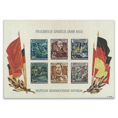 Germany East 1955 Engels Stamp Mini Sheet Michel BLK13 (Scott 264a) MUH 6-19