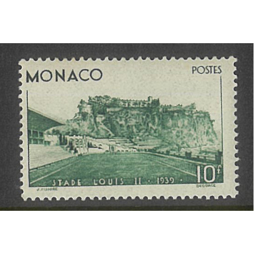 Monaco 1939 10f Stamp - Stadium Michel 189 Scott 176 Mint Unhinged 6-25