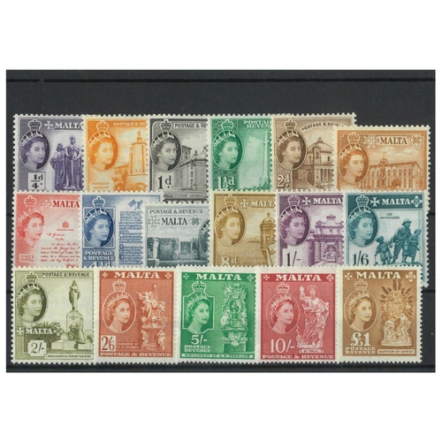 Malta 1956-58 QEII Pictorial Set of 17 Stamps SG266/82 Mint Unhinged 6-26