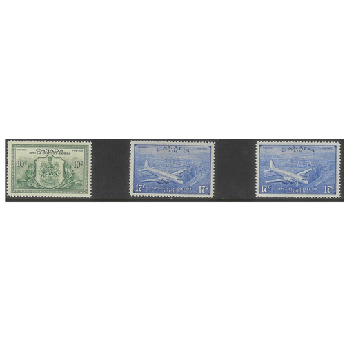 Canada 1946 Special Delivery 10c Arms and both 17c Plane SG S15/17 MVLH 6-38