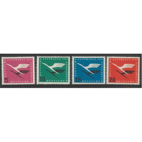 Germany West 1955 Lufthansa Set of 4 Stamps Scott C61/64 Mi.205/08 MUH 6-40