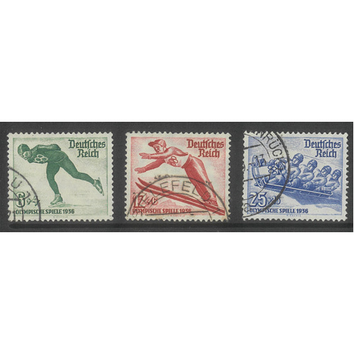 Germany 1935 Winter Olympics Set of 3 Stamps Scott B79/81 Mi.600/02 Fine Used 6-40