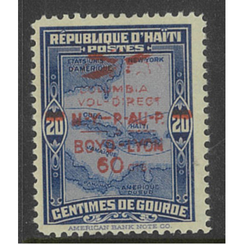 Haiti 1933 New-York-Port-AU-Prince Flight Single Stamp Scott C4A MVLH 6-41