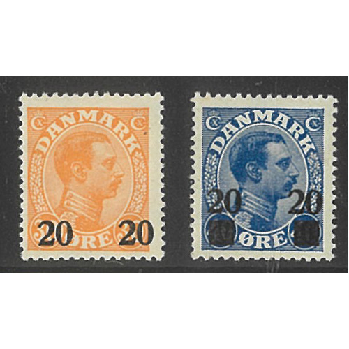 Denmark 1926 Surcharges Set of 2 Stamps Scott 176/77 MUH 6-44