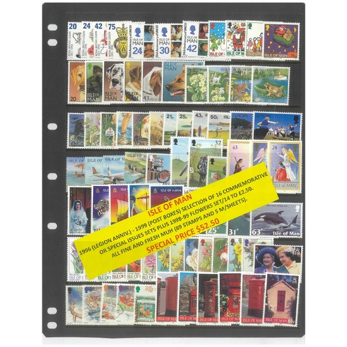 Isle of Man 1996-99 Selection of 16 Commemorative Sets 89 Stamps & 5 Mini Sheets MUH #469