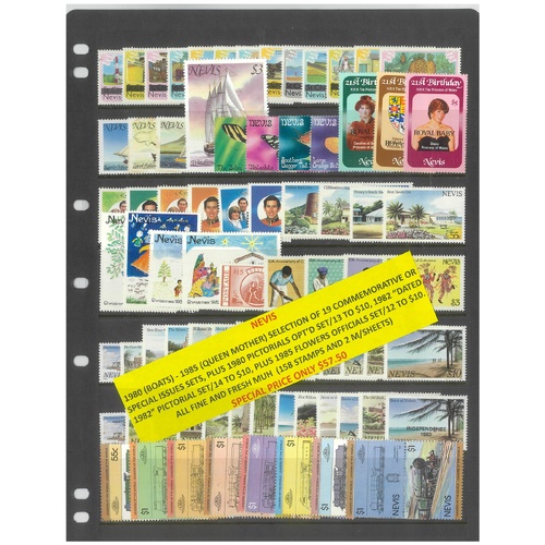 Nevis 1980-85 Selection of 19 Commemorative Sets 158 Stamps & 2 Mini Sheets MUH #277