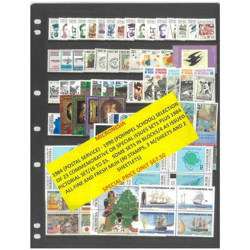 Micronesia 1984-90 Selection of 23 Commemorative Sets 90 Stamps & 5 Sheets MUH #492