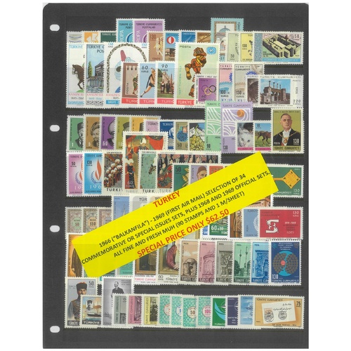 Turkey 1966-69 Selection of 34 Commemorative Sets 90 Stamps & 1 Mini Sheet MUH #436