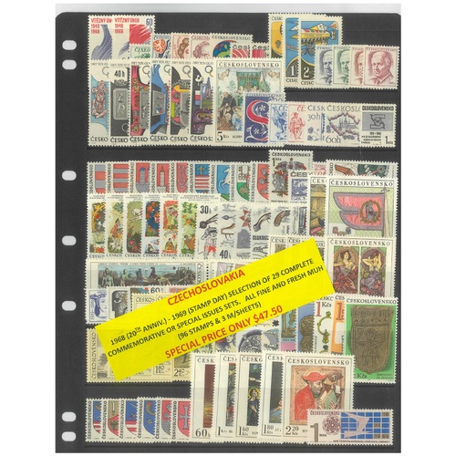 Czechoslovakia 1968-69 29 Commemorative Sets 96 Stamps & 3 Mini Sheets MUH #251