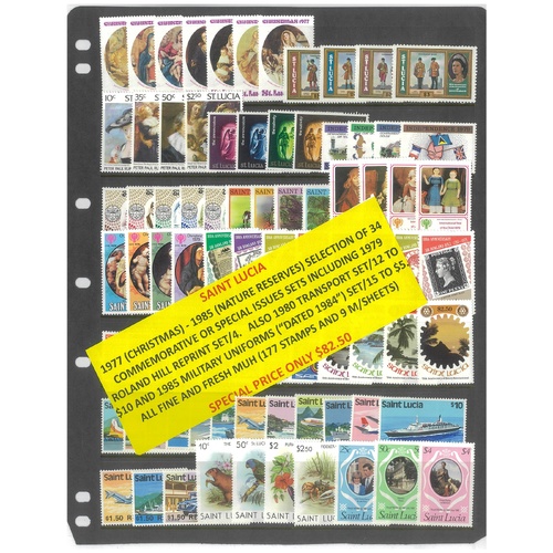 St Lucia 1977-85 Selection of 34 Commemorative Sets 177 Stamps & 9 Mini Sheets MUH #449