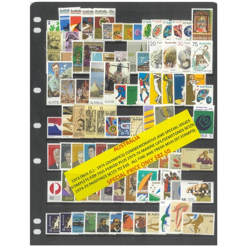 Australia 1973-76 Commemorative & Special Issues Complete 97 Stamps MUH #255