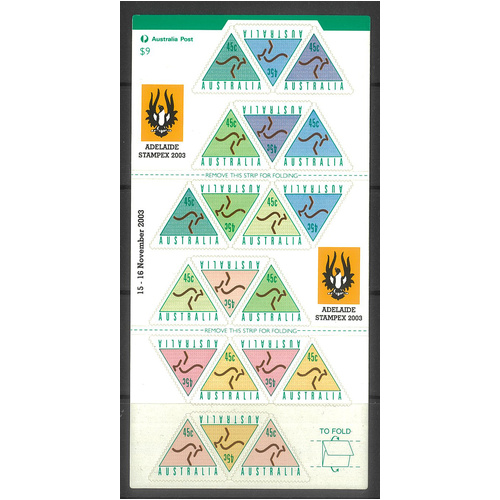 Australia 2003 Adelaide Stampex Ovpt on 1994 Triangular Booklet/20 Stamp MUH 3-3