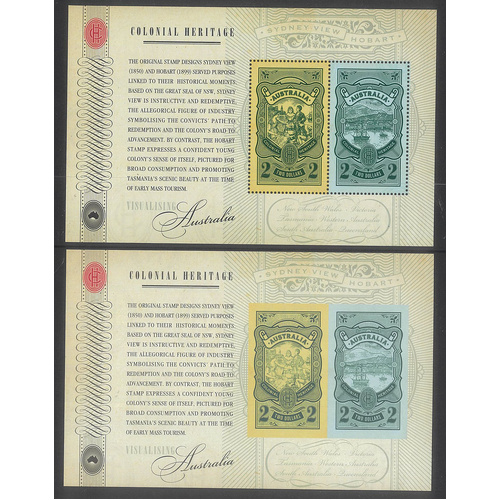 Australia 2012 Colonial Heritage Perf & Imperf (Engraved) Mini Sheets MUH 3-10