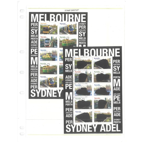 Australia 2012 Capital City Transport 2x Sheetlets of 10 Stamps MUH 3-19